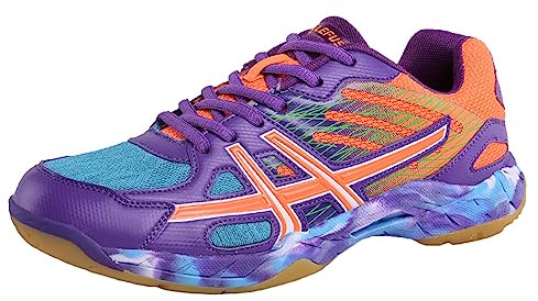 JiuQing Tennisschuhe Für Herren Und Damen Badminton- Und Volleyball-Sneaker Leichte Atmungsaktive Hallenschuhe,Lila,39 EU