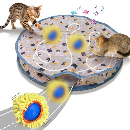 Juguetes interactivos para Gatos de Interior | Alfombra de Juego para Gatos con Pelota | Juguete para Gatos | Juguete para Gatos | Juguete de Ejercicio para Ocultar Gatos | Juguete Interactivo