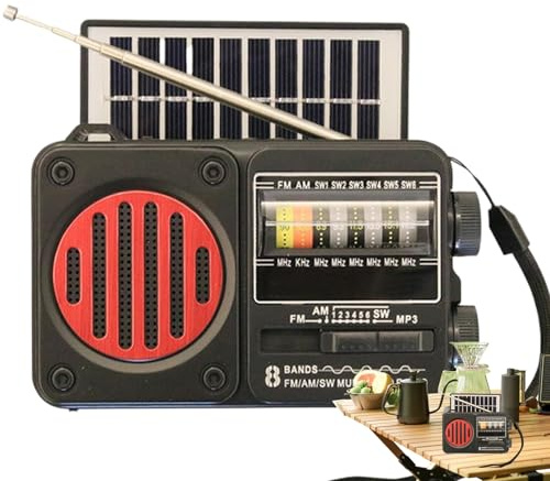 Clima De Radio Solar | con USB/Lámpara De Antorcha LED Recargable USB/Solar | Am/FM -Ban/SW MULTIO Propose, TF/Disc U Enfuhable | para La Señal De Campamento, Emergencia Y Angustia