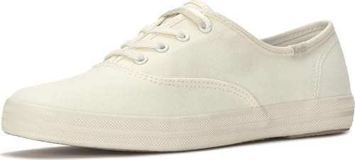 Keds Women's Champion Canvas Lace Up Sneaker Fashion Sneaker, Egret Canvas, 8.5