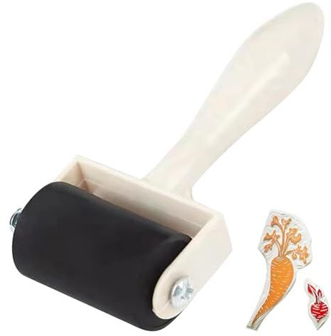 Lpoppcx Rullo di Gomma per Inchiostro - Rullo da Stampa con Manico in Legno - Pennello per Pittura, Applicatore di Inchiostro per Carta da Trasferimento e Scrapbooking