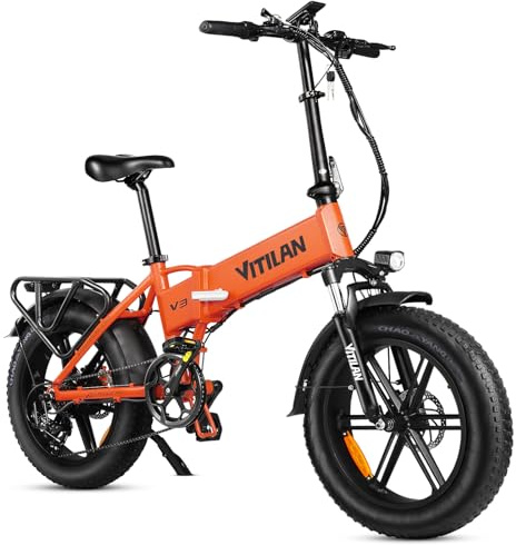 Zylvro Bicicleta eléctrica Plegable para Adultos, Bicicleta eléctrica con batería extraíble de 48 V 13 Ah, neumáticos Gruesos de 20“ × 4,0”, 7 velocidades, autonomía de 40-110 km (Naranja)