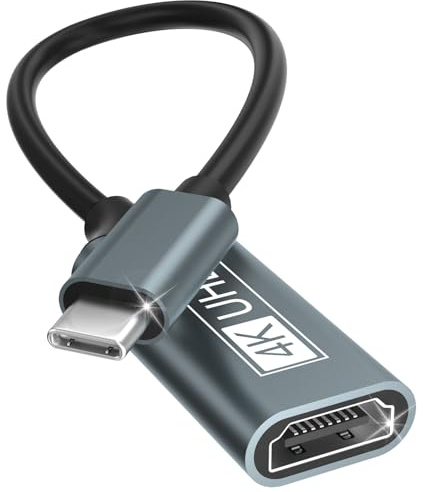 Adaptateur USB C vers HDMI, type C vers HDMI 4K, Thunderbolt 3/4 vers USBC vers HDMI, compatible avec iPhone 17/16/15, MacBook Pro/Air, iPad Pro/Air, Galaxy S/Note, Dell XPS