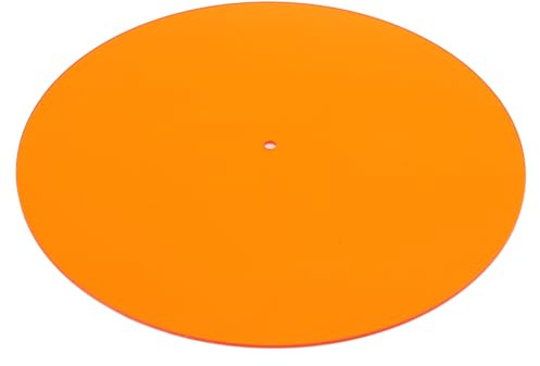 Akozon Skivbordsmatta - Transparent Akryl Slipmatta för 12-tums Vintage Skivspelare | Minska Statisk Elektricitet, Damm och Brus | Förbättrad Ljudkvalitet och Resonansdämpning (Genomskinlig orange)