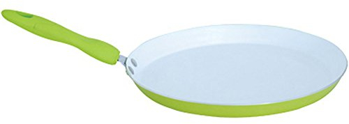 MSV Padella per crêpes per Tutti i Piani Cottura, Diametro 24 cm, in Alluminio/Ceramica in Verde, 44x24x8 cm