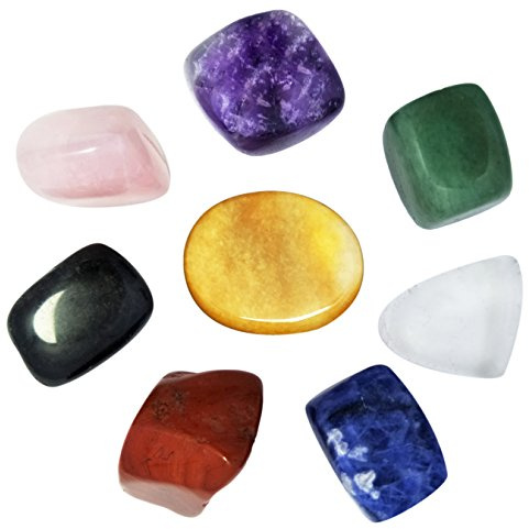 Mina Heal Set of 8 Crystals and Gemstones for Anxiety Relief or Meditation, Healing Crystals for Beginners, Mental Health Gifts, Spiritual Gifts for Women, Worry Stones, Palm Stones, Thumb Stones