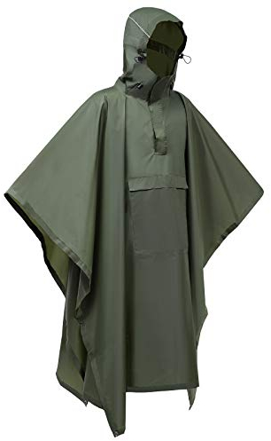 Ahsado Regenponcho, 3-in-1 Multifunktionales Regencape zum Camping Wandern für Erwachsene, Männer/Frauen