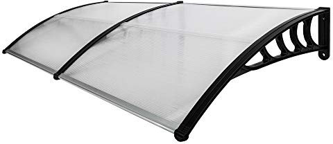 Auvent de Porte d'entrée, Contre Pluie Neige UV, Porte Toit Marquise Abri Protection en Polycarbonate (200 x 100 x 25 cm)