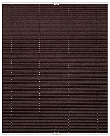 Lichtblick Plissee Klemmfix, ohne Bohren, verspannt, lichtdurchlässig, Blickdicht, Uni, mit eleganter Crushed Optik Braun,95 cm x 130 cm (B x L)