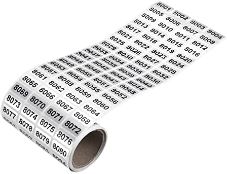 sourcing map 8001 bis 9000 Fortlaufende Nummern Aufkleber Inventaretikett Schwarz Zahlen für Nummerierung im Bürolager Klassifikation