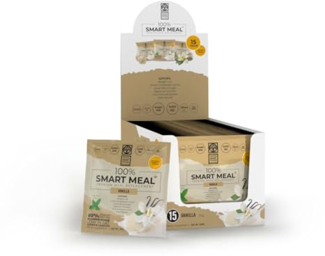 Smart Meal | 15 Mahlzeitenersatz voller Premium-Protein | 19g protein per serving | Glutenfreier Nahrungsersatz | Zuckerfrei | 17 Vitamine & Mineralstoffe | Organic Stevia | 15x30g Vanilla
