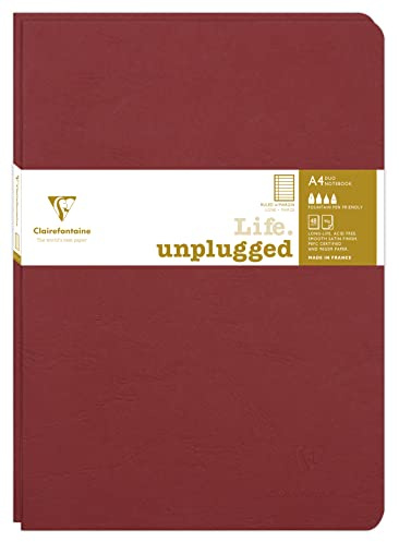 Clairefontaine 733072C Collection Nomaddict (ex Age Bag) Lot de 2 Cahiers Agrafés Duo Rouge - A4 21x29,7 cm - 96 Pages Lignées avec Marge - Papier Blanc 90 g - Couverture Carte Lustrée Grain Cuir
