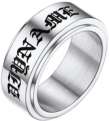 PROSTEEL Anillos Nombres de Hijos/Grabados en Relieve, Anillo Estrés Giratorios Dedos Índice Meñique, Regalos Novios Novias Anillos Alianzas, 9 Opciones de Tallas