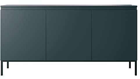 Selsey Kommode Schrank Aufbewahrungsschrank 150 cm 3 Türen 6 Fächer Dunkelgrün Schwarze Beine Bemmi