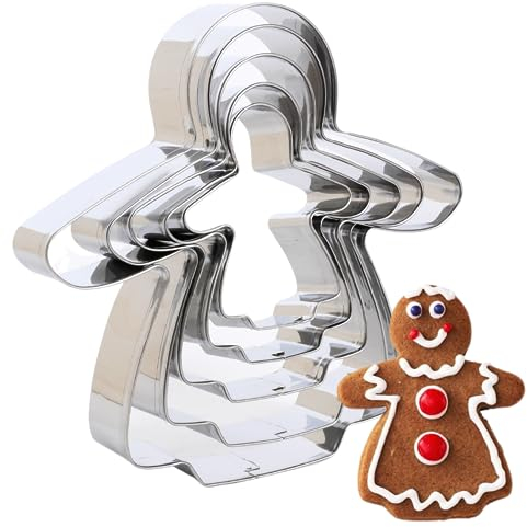 Lebkuchen Ausstechformen Set, 5-teilig, Edelstahl, Lebkuchenfrau-Ausstechformen, Weihnachts-Ausstechformen für selbstgemachte Weihnachtsparty-Dekorationen