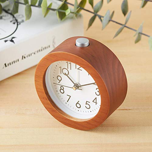 ASHILD Orologio da camino Orologio in legno vintage Orologio da ufficio in legno rotondo creativo Ornamenti decorativi 10,4x3,8x10,4 cm