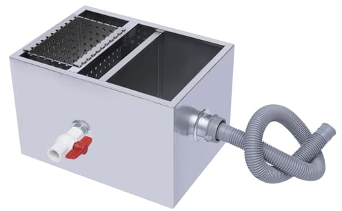 YUNRUX de filtration à 4 niveaux Séparateur de graisse pour eaux usées avec dispositif d'arrêt automatique en acier inoxydable Séparateur de graisse Cuisine Séparateur d'huile Séparateur de graisse