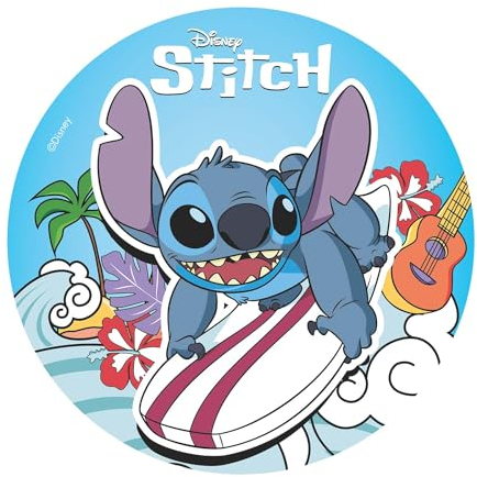 Dekora, Stitch, Wafer Disc for Cake, Edible Cake Topper for Children's Birthday Cake, Round 20 CM