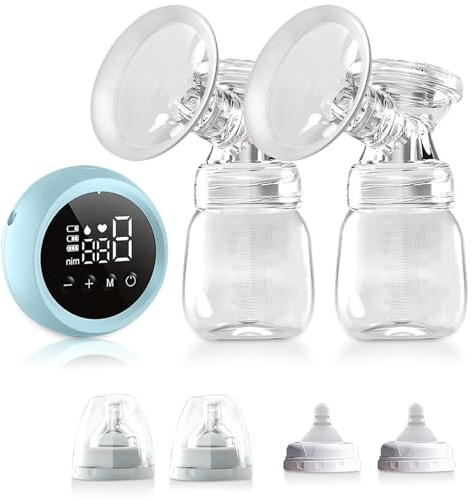 CUBTEM Milchpumpe Elektrisch,Elektrische Milchpumpe Handsfree, 2 Modi und 9 Stufen,Handfrei Brusternährungsset mit LED-Touchscreen,Anti-Rückfluss,Doppelmilchpumpe ohne Schmerzen, BPA-frei