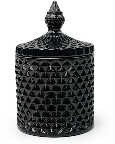 YILUSHENGHUA Colorful Glass Jar With Lid,Candy Cookie Jars,Jewelry Box,Buffet Biscuit Containers Food Storage,Decorative Jar,Gothic Decor(Black)