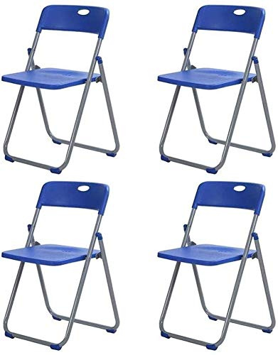 YHKJLYH Sun Lounger Garden Chairs Foldable Deck Chair Folding Office Chair Set of 4, Plastic Training Seat Chair One-Piece Desk Meeting Chair (Color : Blue)