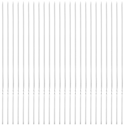 QUARKZMAN 24 piezas de Brochetas de Metal 40cm x 3.8mm x 1mm Palitos Planos de Acero Inoxidable Reutilizables para Barbacoa al Aire Libre Parrilla de Barbacoa para Carne, Camarones