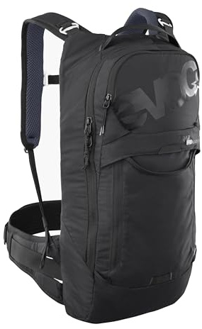 EVOC TRAIL PRO BLACKLINE 10 Protektorrucksack (leichter Rucksack mit Rückenprotektor, inkl. Trinkblasenfach, optimaler Sitz, S/M), Schwarz