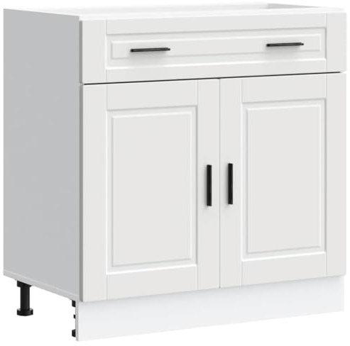 vidaXL Küchenunterschrank Porto Weiß Holzwerkstoff, Spülenunterschrank, Schrank Küche, Lagerschrank, Unterschrank für Küche, Küchenzeile