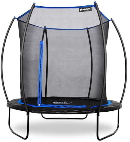 Plum Play Outdoor Kids Circular Deluxe Trampoline with Safety Enclosure to Seperate the Jumper from the coated springs - Thick weather protected safety pad (8ft - 244cm)