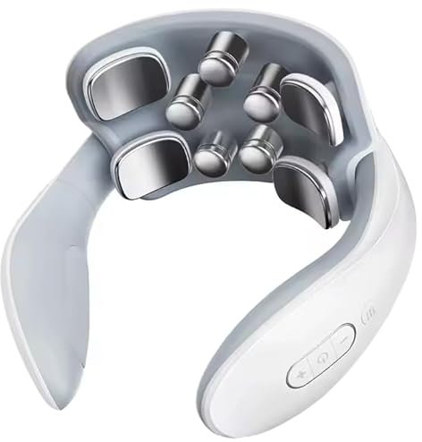 3PRO Masseur de cou et cervical, 8 modes de massage, thérapie par la chaleur avec EMS et physiothérapie par pouls, blanc