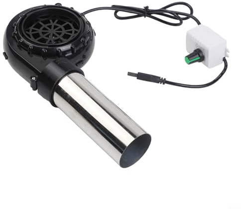Zilimontt Portable USB BBQ Blower Fan with Adjustable Speed, Stainless Steel Air Duct, Handheld Fire Bellows for for Outdoor Grill, Camping Stove, Fireplace and Fire Pit(Adjustable Speed)