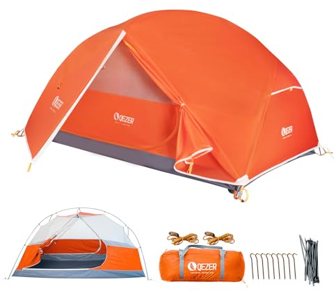 QEZER campingtält, ultralätt kupoltält, vattentätt och vindtätt, lämpligt för tre/fyra årstider, kompakt storlek, perfekt för vandring, camping och utomhusaktiviteter