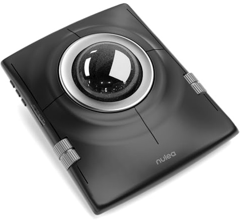 Nulea Ratón Trackball Inalámbrico, Trackball Ergonómico de 55mm, dpi Ajustable para un Control Preciso, Compatible con Mano Derecha o Izquierda, Bluetooth Multi-Dispositivo y 2.4GHz(Negro Oscuro)