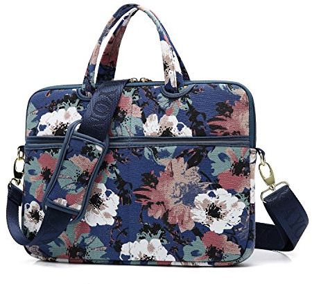 kayond Watercolor Orchid Patten Canvas Laptop Shoulder Messenger Bag Case Sleeve for 13.3 Inch Laptop and Macbook Air 13,Macbook Pro 13/14 (13-13.3 inch, Watercolor Orchid)