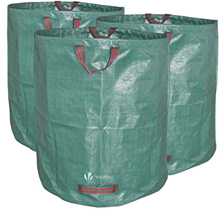 VOUNOT Sacs de Jardin XXL Lot de 3 Sac Jardin 272L Sacs de déchets Jardin résistants Sac à déchets de Jardin Sac déchet en PP Robuste Lot de 3 Sacs à déchets de Jardin Sacs Poubelle de Jardin