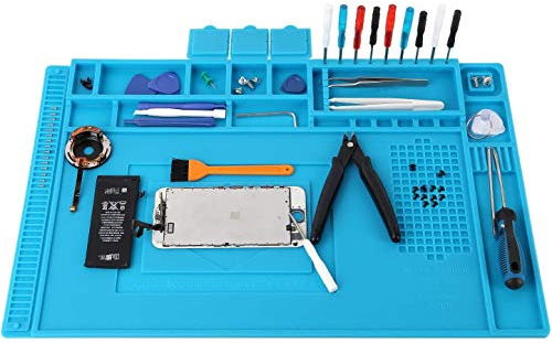 Aweohtle Lötmatte Silikon 500℃ Hitzebeständige Magnetisch Reparatur Matte Arbeitsmatte soldering mat antistatisch für Lötpistolen, Heißpistolen - groß 45x 30cm