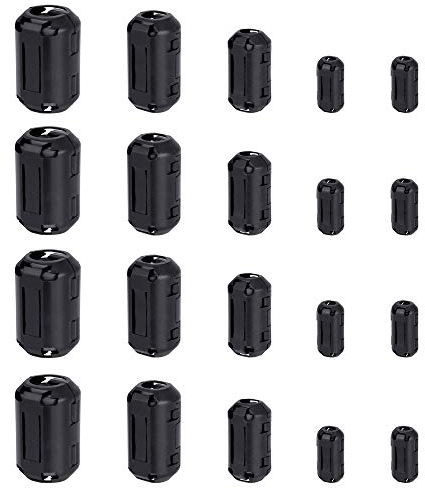 KBNIAN 20 Stück Ferrite Ring Ferritfilter Clip Schwarz Entstörfilter Ferritkerne RFI EMI Noise Suppressor Kabel Clip - 3mm 5mm 7mm 9mm 13mm (Innendurchmesser)