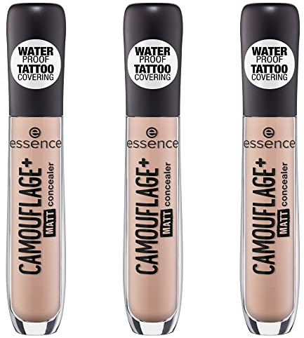 essence CAMOUFLAGE+ MATT concealer, correttore, copertura tatuaggi, 20 light ivory, nude, opacizzante, opaco, senza oli, resistente all'acqua, senza alcool, confezione da 3 (3 x 5 ml