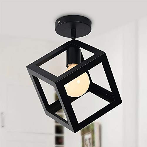 ChaoZan Plafoniere moderne, Plafoniera quadrata in metallo, Lampade ad incasso Lampadario Lampada a Sospensione da Soffitto Cubo per Camera da letto Soggiorno Casa Corridoio Sala da pranzo E27 Nero