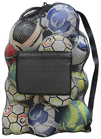 JINTN Balltasche Ballnetz Extra Groß Balltragenetz Ballsack Netzbeutel Fußball Meshbag wasserdichte Oxford Gewebe Sporttasche für 10-15 Bälle Aufbewahrungstasche mit Kordelzug und Schultergurt
