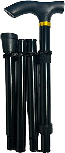 Walking Stick, Walking Aid Mobility Aid, Collapsible Walking Stick, Easy Adjustable Height Folding Extendable Walking Cane, Lightweight Flexible and Durable (BLACK PLAIN)