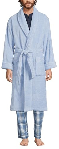 Lands' End Mens Calf Length Terry Robe Soft Blue Haze Regular X-Large