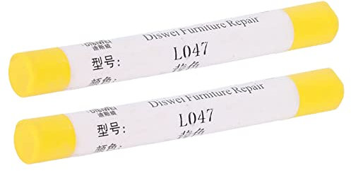 Furniture Paint Repair Wax Crayons, 2pcs Wood Scratch 2pcs Floor Crayon Patch Fill Remover Crayons for Stains Scratches Floors White Pen Composite Repairing Material (Yellow)
