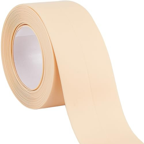 CRASPIRE Sealant Bathroom Tape Waterproof Self Adhesive Caulk Strip Sealing Corner Caulking Beige for Wall Floor Kitchen Corner Protector Decorative Edge Bathtub Shower Sink 3.2m x 36mm