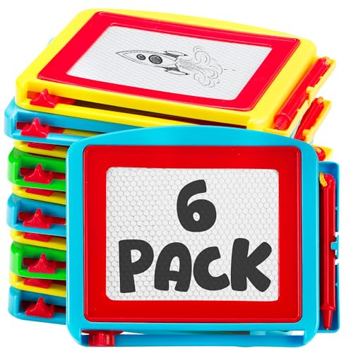 Bedwina Magnetic Drawing Board for Kids - (Pack of 6) Erasable Doodle Sketch Tablet and Travel Drawing Pad for Boys and Girls, Birthday Party Favors and Party Stocking Stuffers for Kids