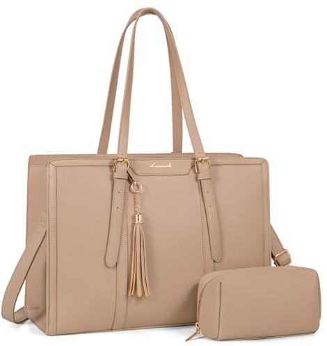 LOVEVOOK Schultertasche Damen Laptoptasche 15,6 Zoll Handtasche Groß Tote Bag Women Leder Shopper Shoulder Crossbody Bag Elegante Aktentasche Arbeitstasche Lehrertasche Umhängetasche für Büro Reise