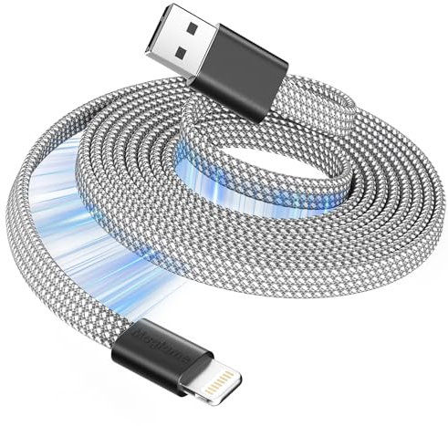 Magtame Magnetic Lightning Cable Coiled, 3.3FT MFi Certified iPhone Charger Cable Fast Charging, Flat Retractable iPhone Cord Braided for Car Compatible with iPhone 14 13 12 11 Pro Max XR XS X