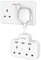 Double Plug Adaptor with USB, 2 Way Wall Adapter with Short Extension Lead, Multi Plug Socket Extender For Home Office (White)