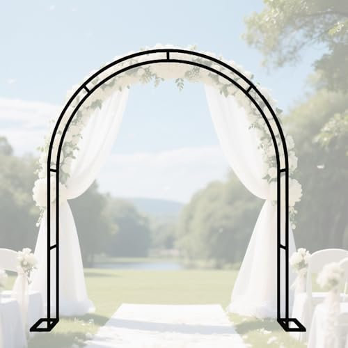 AJTXCSFOQL Arco per Rose Rampicanti 260 280 240 180 120 400 cm, Supporto in Metallo con Base Pergolato da Giardino per Interni ed Esterni, Resistente Arco di Nozze(Black,180 x 220 x 40 cm)