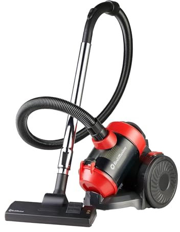 Rediffusion Vacuum Cleaner, Bagless, Multi Cyclonic, Ultra Lightweight, Anti-Allergy HEPA Filter, 2L Dust Capacity, Crevice & Multi-Surface Tools, Ideal For Pet Hair, 800W - RED8803, Red